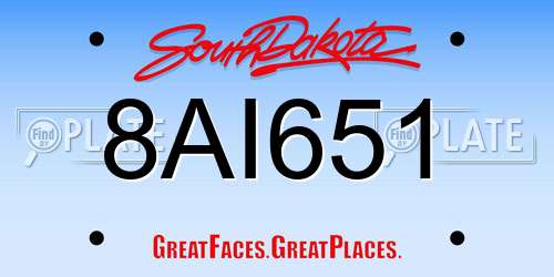 8AI651 South Dakota License Plate