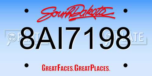 8AI7198 South Dakota License Plate