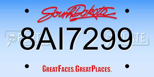 8AI7299 South Dakota License Plate