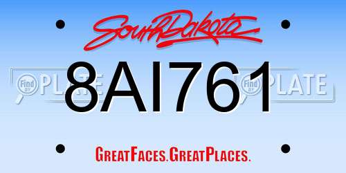 8AI761 South Dakota License Plate