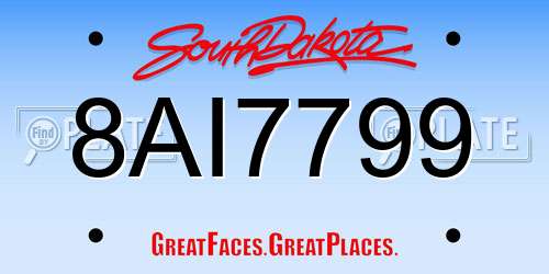 8AI7799 South Dakota License Plate