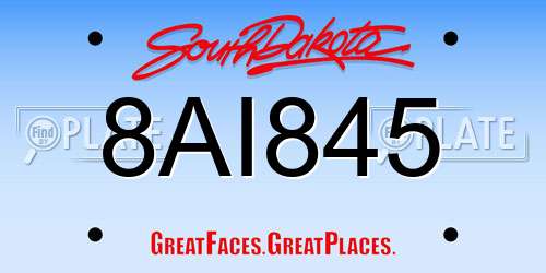 8AI845 South Dakota License Plate
