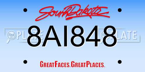 8AI848 South Dakota License Plate