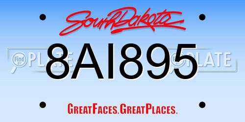 8AI895 South Dakota License Plate