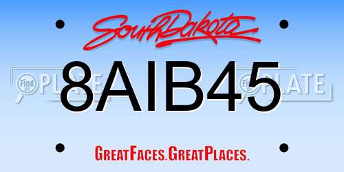 8AIB45 South Dakota License Plate
