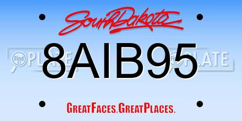 8AIB95 South Dakota License Plate