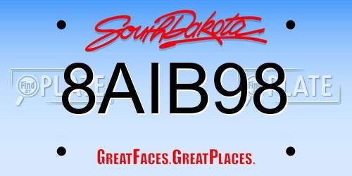 8AIB98 South Dakota License Plate
