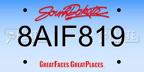 8AIF819 South Dakota License Plate