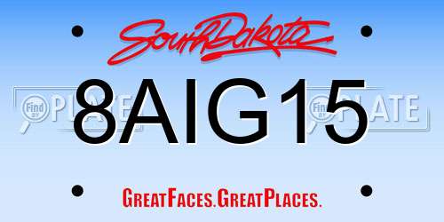 8AIG15 South Dakota License Plate