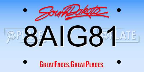 8AIG81 South Dakota License Plate