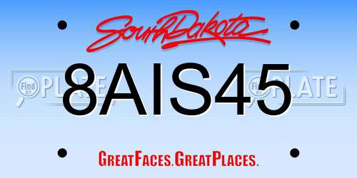 8AIS45 South Dakota License Plate
