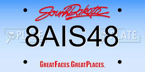 8AIS48 South Dakota License Plate