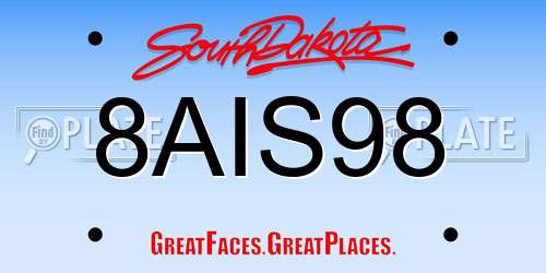 8AIS98 South Dakota License Plate