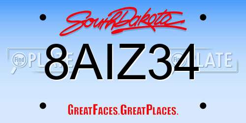 8AIZ34 South Dakota License Plate