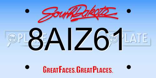 8AIZ61 South Dakota License Plate