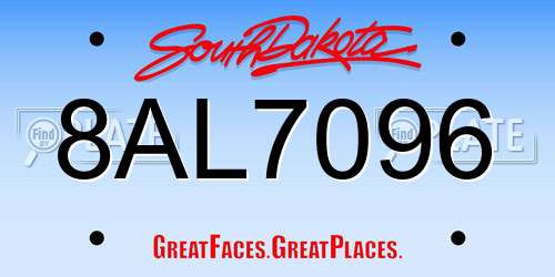 8AL7096 South Dakota License Plate