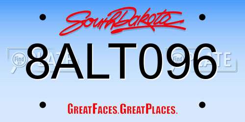 8ALT096 South Dakota License Plate