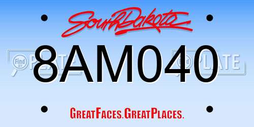 8AM040 South Dakota License Plate