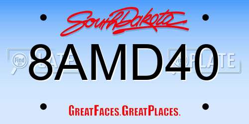 8AMD40 South Dakota License Plate