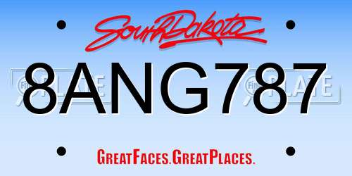 8ANG787 South Dakota License Plate