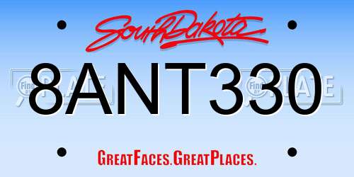 8ANT330 South Dakota License Plate