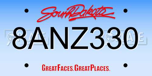 8ANZ330 South Dakota License Plate