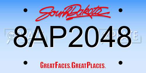 8AP2048 South Dakota License Plate