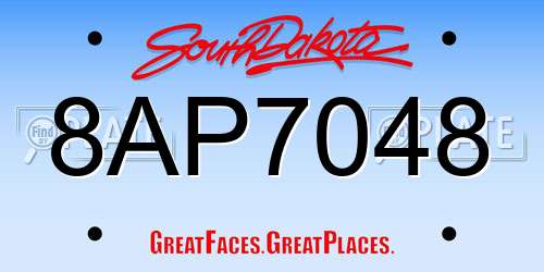 8AP7048 South Dakota License Plate
