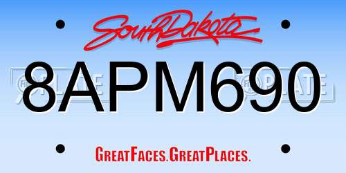 8APM690 South Dakota License Plate