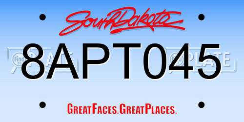8APT045 South Dakota License Plate
