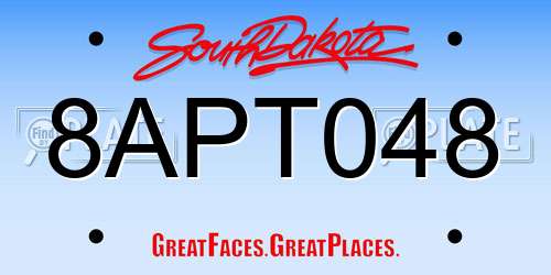 8APT048 South Dakota License Plate