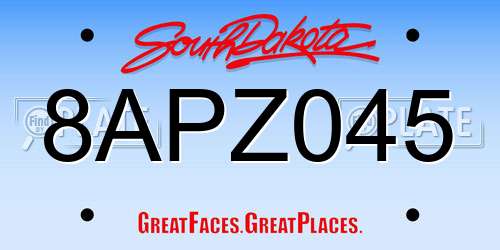 8APZ045 South Dakota License Plate