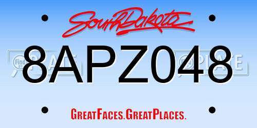 8APZ048 South Dakota License Plate