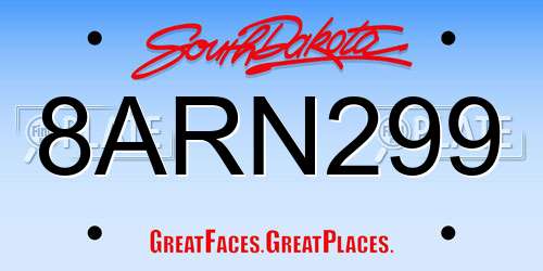 8ARN299 South Dakota License Plate