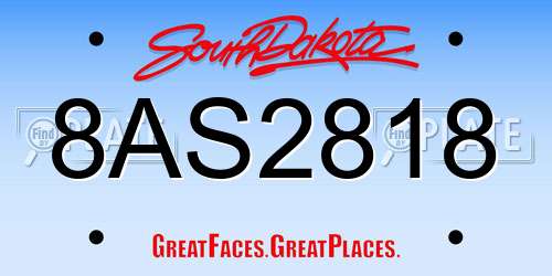 8AS2818 South Dakota License Plate