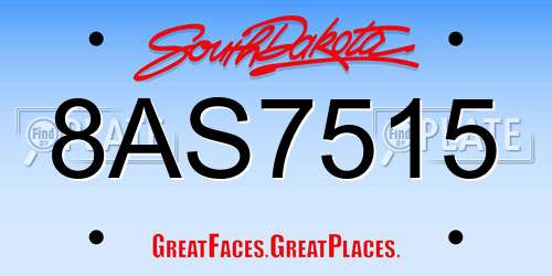 8AS7515 South Dakota License Plate