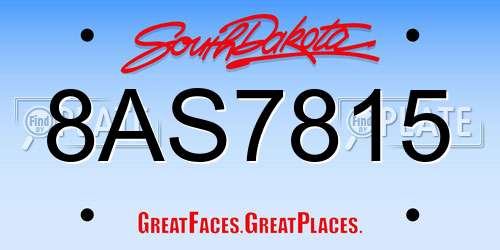 8AS7815 South Dakota License Plate