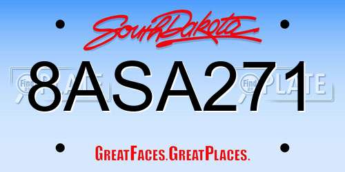 8ASA271 South Dakota License Plate