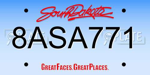 8ASA771 South Dakota License Plate