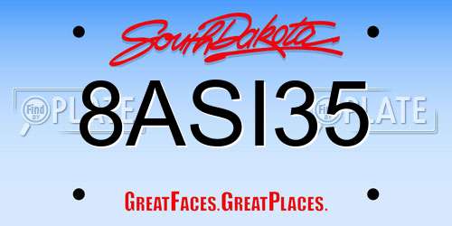 8ASI35 South Dakota License Plate