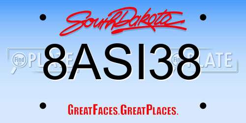 8ASI38 South Dakota License Plate