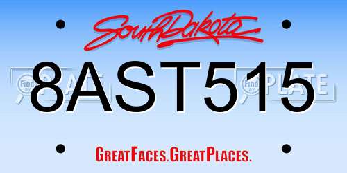 8AST515 South Dakota License Plate