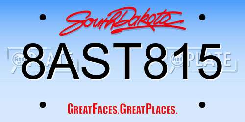 8AST815 South Dakota License Plate