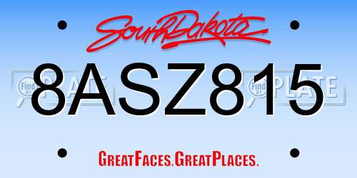 8ASZ815 South Dakota License Plate