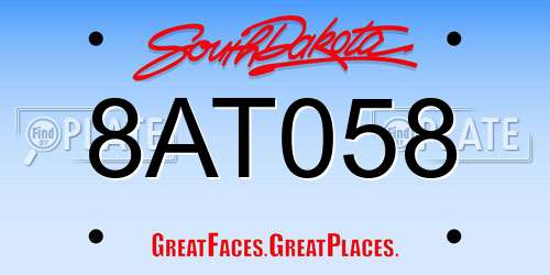 8AT058 South Dakota License Plate