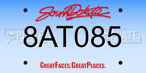 8AT085 South Dakota License Plate