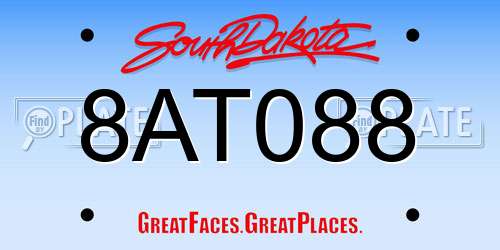8AT088 South Dakota License Plate
