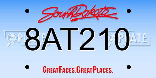 8AT210 South Dakota License Plate