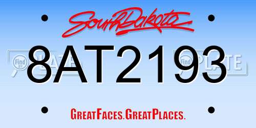 8AT2193 South Dakota License Plate