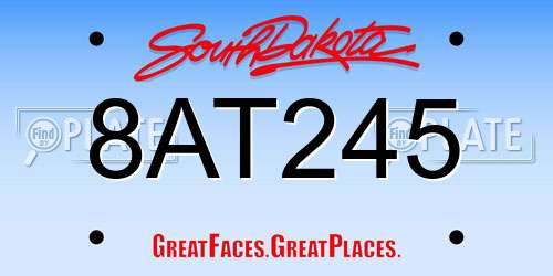 8AT245 South Dakota License Plate